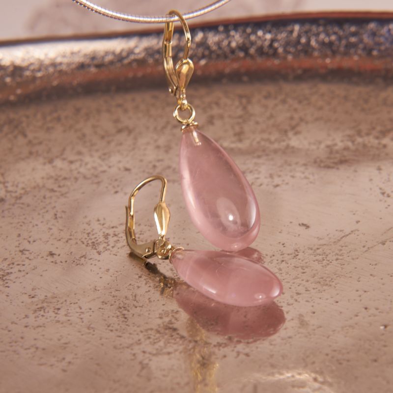 Ohrringe Silber vergoldet mit Rosenquarz